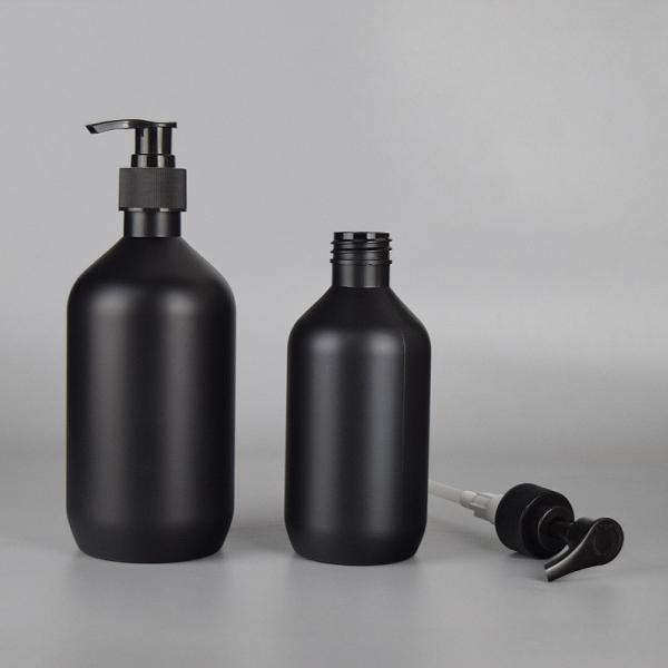 Matte Black Plastic Shampoo Pump Bottle PET Round 300ml 500ml