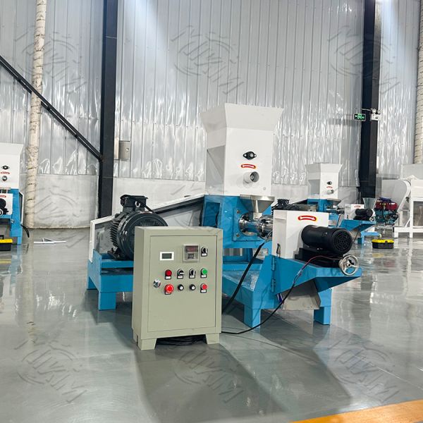 floating fish feed extruder machine designed for producing sinking and simple floating fish feed pellets using twin screw extrusion technology
