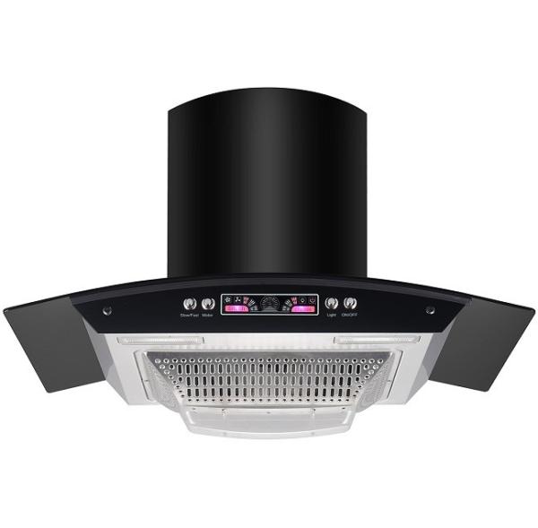 Electric Arc Glass Chimney Hood Stainless Steel Housing App Controlled Kitchen Range Hood