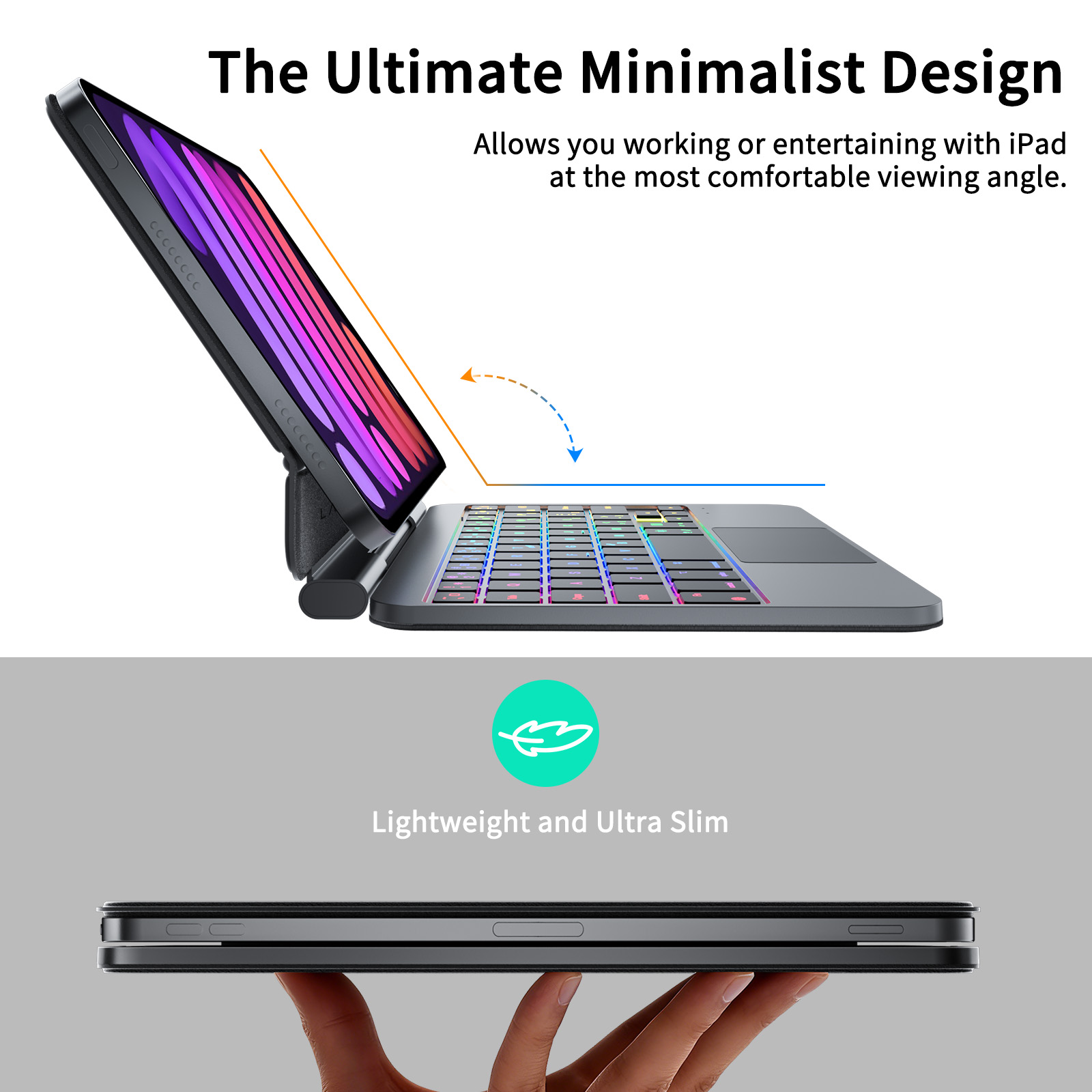 Ultra Slim Cantilever Magic Keyboard for iPad Mini 7 / Mini 6 Magnetic Case with Precise Trackpad & Backlight Keyboard Cover
