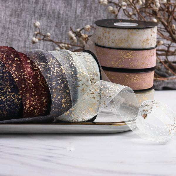Hot stamping cracked chiffon ribbon DIY bow hair accessory chiffon packaging balloon shoelaces ribbon flower gift Box ribbon