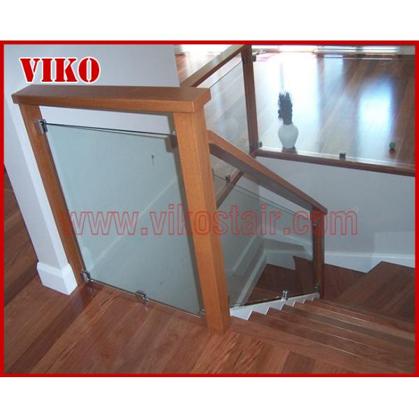 Double Steel Plate Staircase VK57S  Tread beech ,Railing tempered glass, Handrail b eech Stringer,carbon