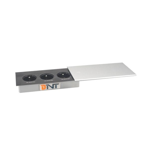Brush aluminum alloy panel conference table flush mounted socket outlet with sliding cover
