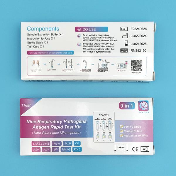 Kit de testes rápidos de antigénio de nove patógenos para COVID-19, gripe A/B, hMPV, parainfluenza, ADV e RSV