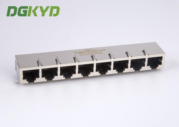 Proteja preto múltiplo Ganged dos conectores do porto RJ45 do porto do ângulo direito 1X8