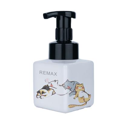 300/500ml Plastic white rectangle smooth bottle with black pump for Foam Pump Bottle