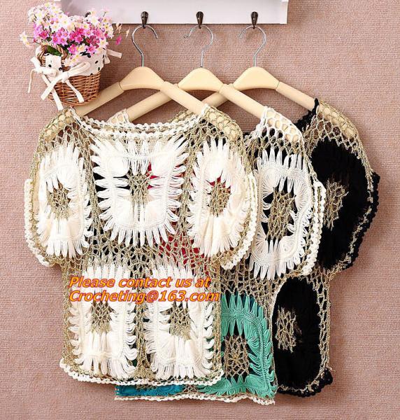Crocheted pull over tops sexy for women summer shirt hollow out beach clothes biniki cover