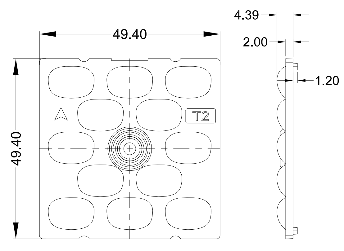 Объектив пятна СИД ПК ROHS SMD3030, 12 в 1 50x50mm квадратном объективе света