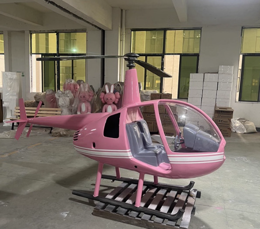 Fiberglass Helicopter Sculpture with Handmade Welding and Customizable Design for Outdoor Display