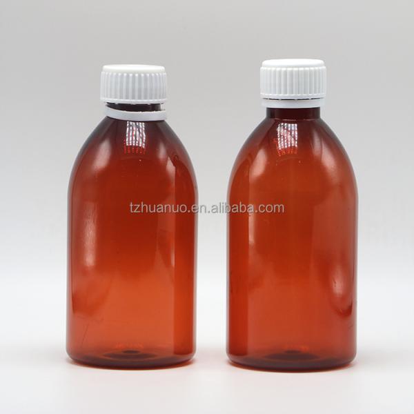 250 ml de Ambar redondo de prescripción farmacéutica PET líquido para medicamentos envasado con tapa