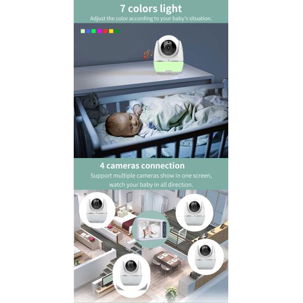 5inch Health Indoor Night Vision Baby Monitor 1500MA Battery Built In Mic