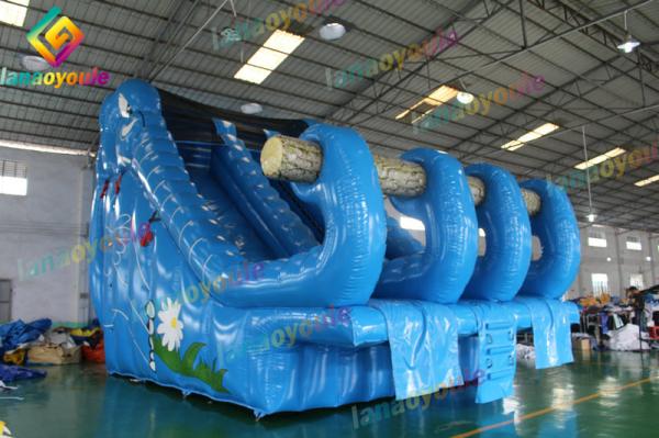 Blue Elephant Inflatable Water Park With Three Sile Fire Rerardant