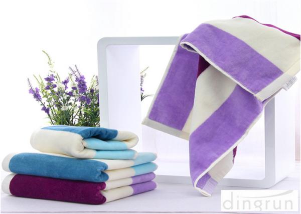 Stripe Velour Cotton Face Cloths , Luxury Face Cloths For Gift