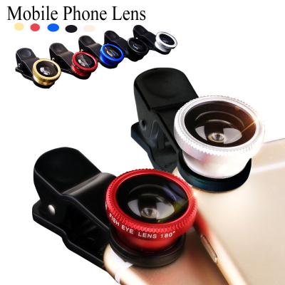 Universal clip on phone 3in1 lenses for Moblie Smart Phones 3 in 1 FishEye Wide Angle Macro Lens For iPhone For XIAO MI