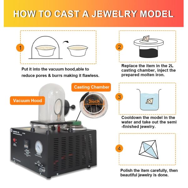 1400W Jewelry Melting Furnace Metal Jewelry Vacuum Casting Machine