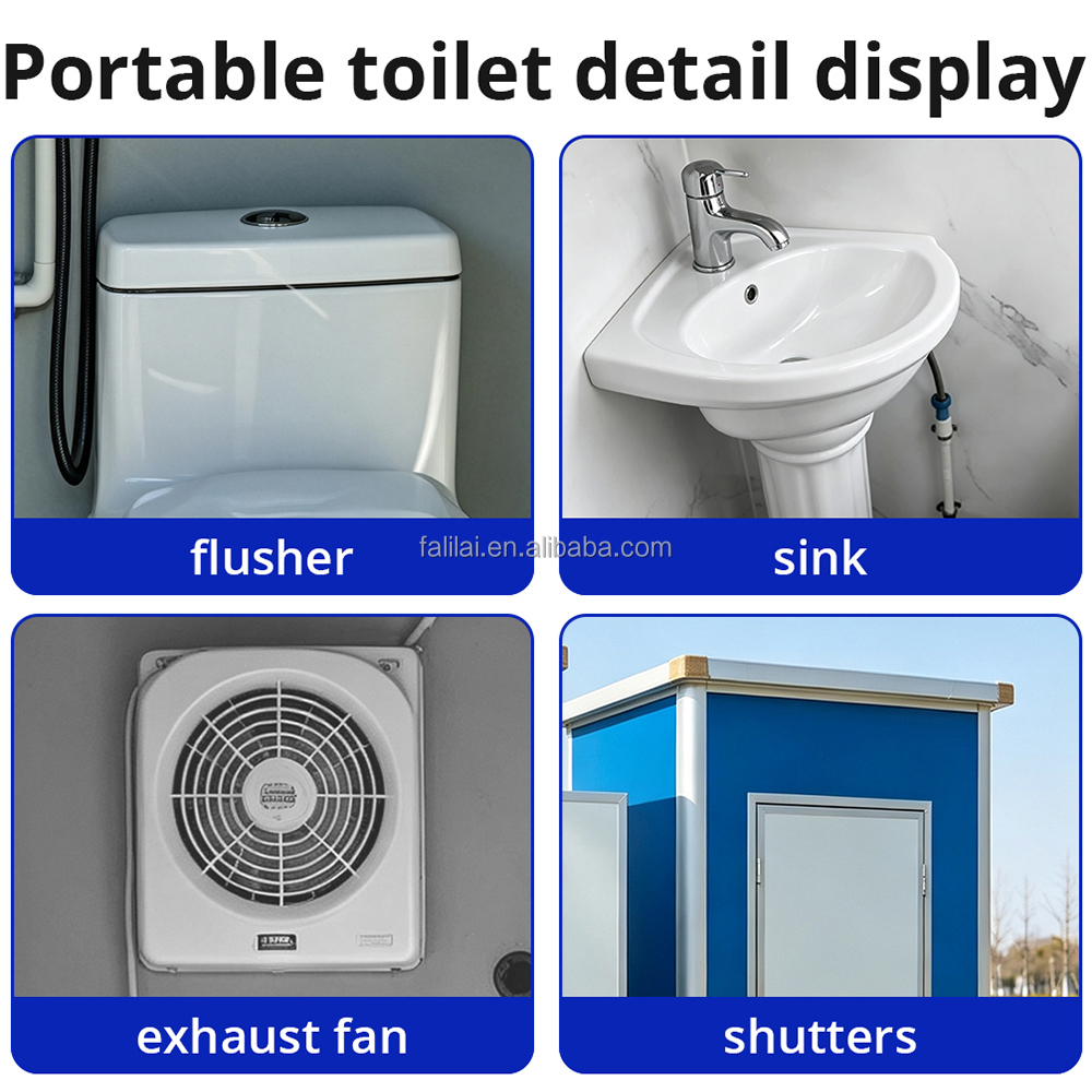 20ft Prefab Portable Container Toilet Room Modular Restroom Wet Dry Separation Sanitary Cabin for Hotel Temporary Camp