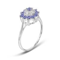 Branch Flower Design Jewelers Club Tanzanite Ring  Sterling Silver Ring Jewelry with White CZ Accent