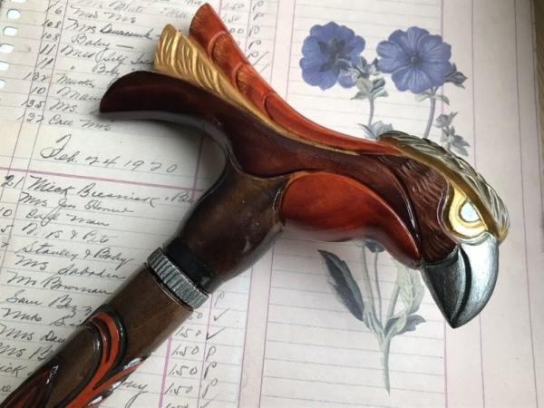 Beech Wooden Raven Walking Cane Stick Unusual Stylish With Animal Head