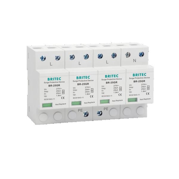 BR-25GR 4P 4P Type 1 Surge Protector ac type 1 spd spd t1 25ka class 1 surge arrester three phase power surge protector