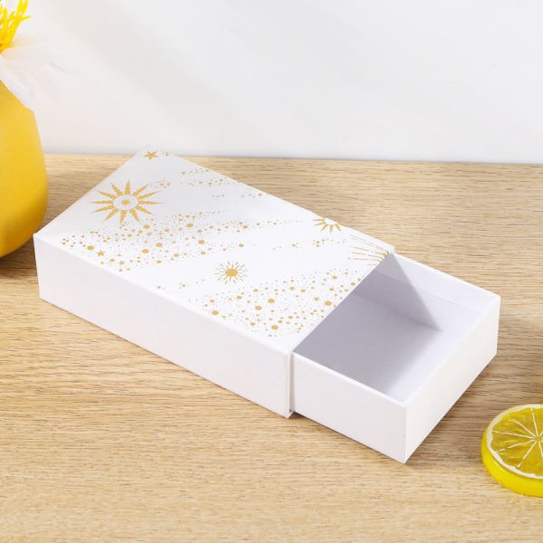 Cosmetic Drawer Box Premium Skincare Gift Packaging Heaven Earth Lid Design Gold Foil Stamping Custom Printed Luxury Presentation Box