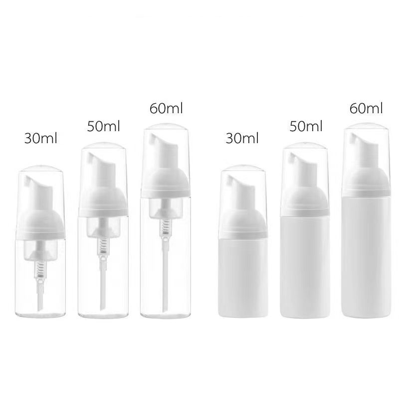 Refillable Foam Pump Bottle with Multiple Capacity Options in Transparent PET Material for Customizable Skincare Packaging