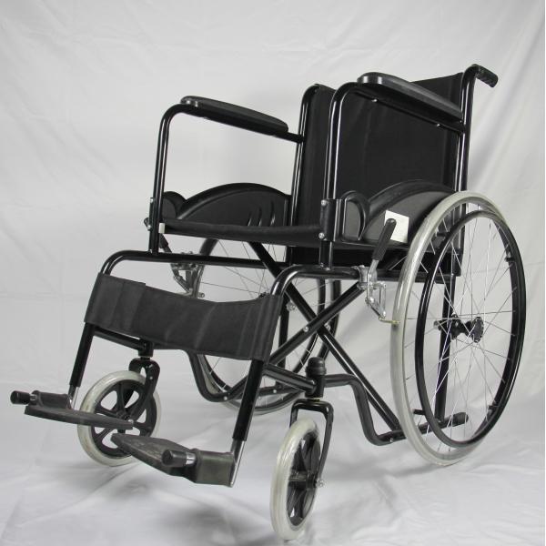 Fixed Footrest Folding Steel Wheelchair With Custom Colors Powder Coating Frame
