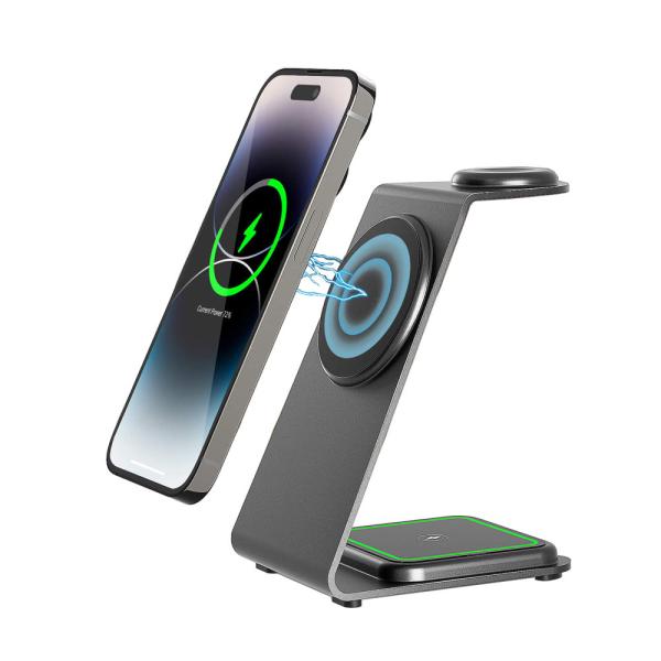 Carregamento sem fio de liga de alumínio magnético para dispositivos inteligentes USB-C Input Suporte a logotipo personalizado