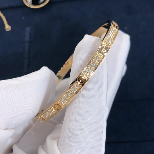 High Quality Fashion Fine Jewelry Pure 18k Real Gold And Natural Vs Diamonds LOVE Bracelet, Small Model Paved