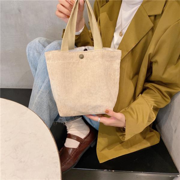 ARTSY CORDUROY BAG CASUAL PORTABLE MINI LADIES CLUTCH BAG VINTAGE CLOTH BAG BENTO BAG