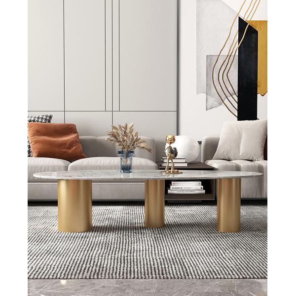 130cm Rock Coffee Table 7 Mohs Hardness Rock Plate Oval Coffee Table Impermeable
