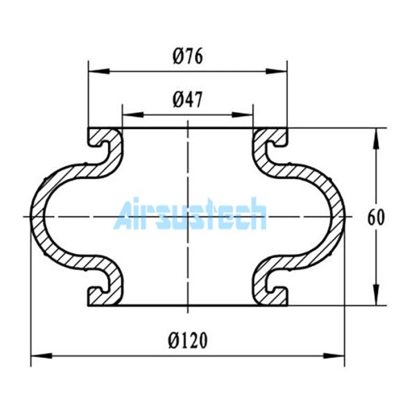 120 MM Natural Dia. Rubber Bellows Only 4.5X1 Industrial Air Spring Single Convoluted