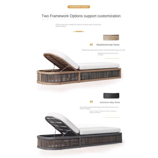 Outdoor Garden Pool Lazy Patio Leisure Chair PE Twisted Vine Lounge Bed for Sleeping