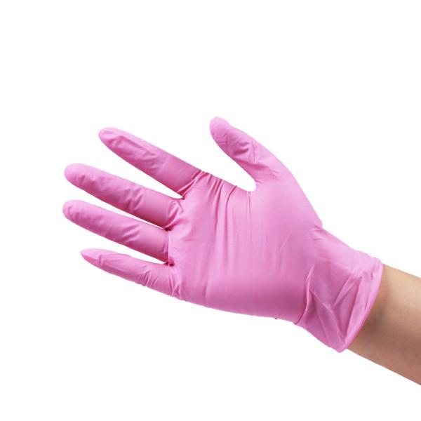 Guantes de seguridad de nitrilo de PVC rosa desechables