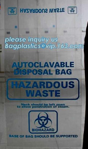 Safe Disposal, biohazard labeling, Autoclavable Bag, Polypropylene, Disposable, clear transparent Disposal sack