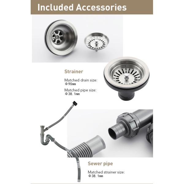 Modern SS 304 Kitchen Sink , Single Basin Stainless Steel Sink With Silver Brushed Finish