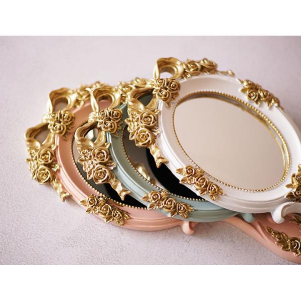 Functional Wood Glass Vintage Handheld Makeup Mirrors Portable Retro Mirror for Girls