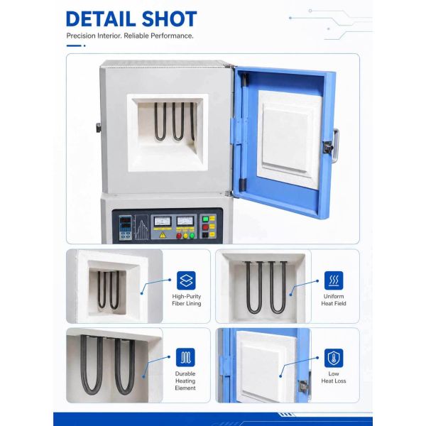 1200°C Muffle Furnace with 50-Segment PID Control and Polycrystalline Mullite Fiber Lining for High-Temperature Applications