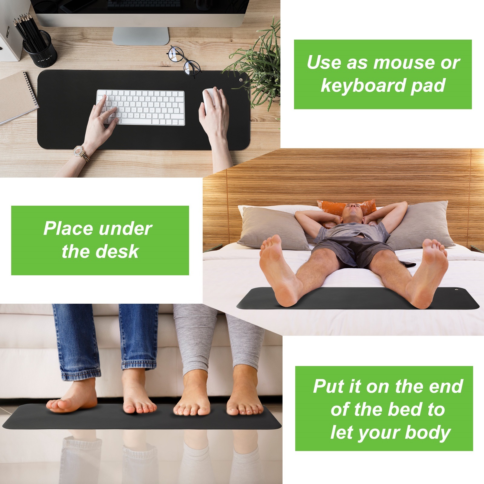 40*60cm Conductive Desk Foot Mat Grounding Earthing Anti-Slip Wellness Mats for