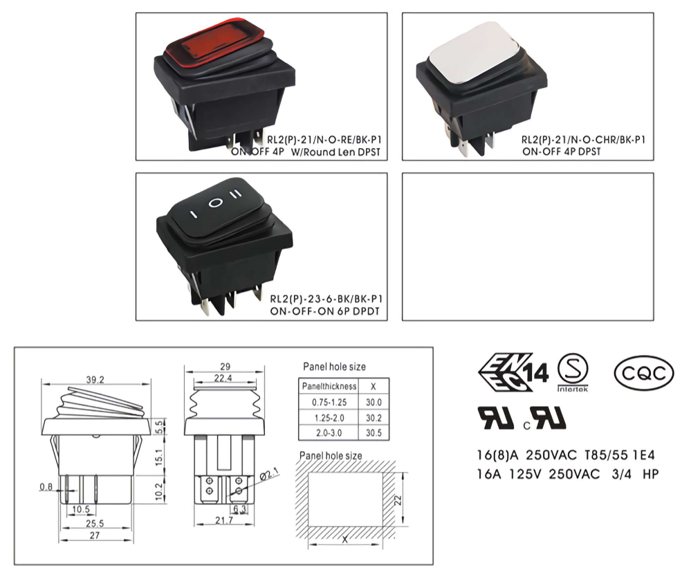High Lifespan Square Remote Lever Switch Rocker Switch Waterproof and Wear-Resistant One-Stop Shopping