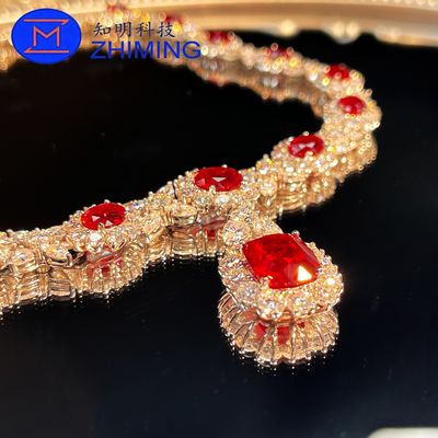 Custom Gemstone Jewelry Lab-Grown Pigeon Blood Red Sapphire Necklace