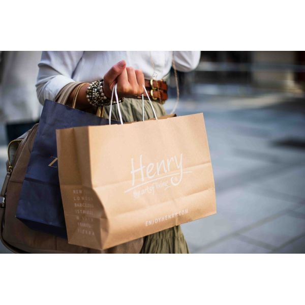 Customized paper bag with logo, small brown kraft paper bag with handle, gift bag wholesale
