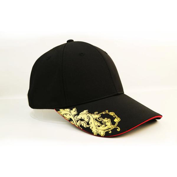 Печать золота на крышке спорта обеих сторон черной, логотипе таможни бейсбола 6 панелей