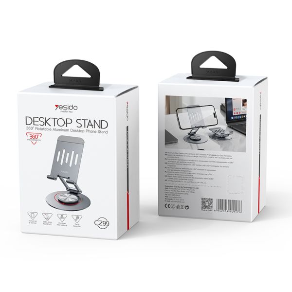 Foldable Aluminum Alloy Phone Holder with Adjustable Height and 360° Rotation for Stable Placement