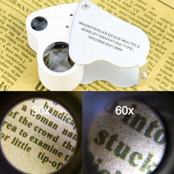 Wufan LED Magnifier Glass 30X 60X Jewelers Eye Loupe with Bright Light