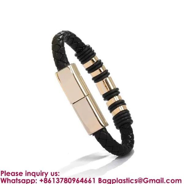 USB C To USB C Short Charging Cable 7.9in Portable Fashion Fast Bracelet Charger Wrist Data Transfer Cord For IOS Huawei Samsung Galaxy LG Android
