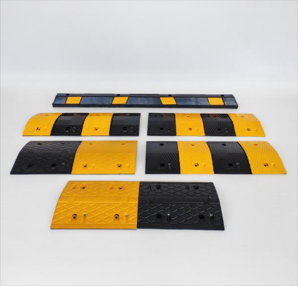 Roadsafe Car Speed Bump Reinforced Rubber Wheel Stopper for Secure Parking Yellow Bump