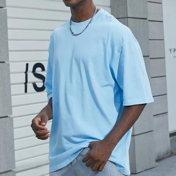                  Wholesale Men Blank T-Shirt Custom Quality Cotton Loose Drop Shoulder Oversized T Shirt             
