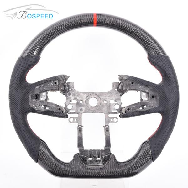 Red Stripe CRV Honda Carbon Fiber Steering Wheel Black Leather 350mm