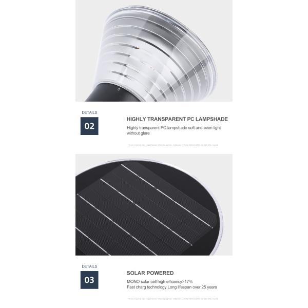 LED2835 Outdoor Garden Solar Light 3500K Warm White Optically Controlled