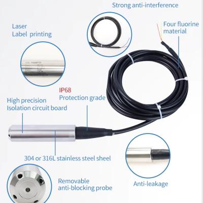 Rs485 Magnetostrictive Level Sensor Pumps Depth Water 12v Dc Analog 0-10cv 4-20ma Input Output signal